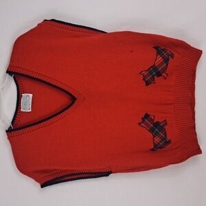 Vintage 80's Pendleton Scottish Terrier red & blue virgin wool med sweater vest